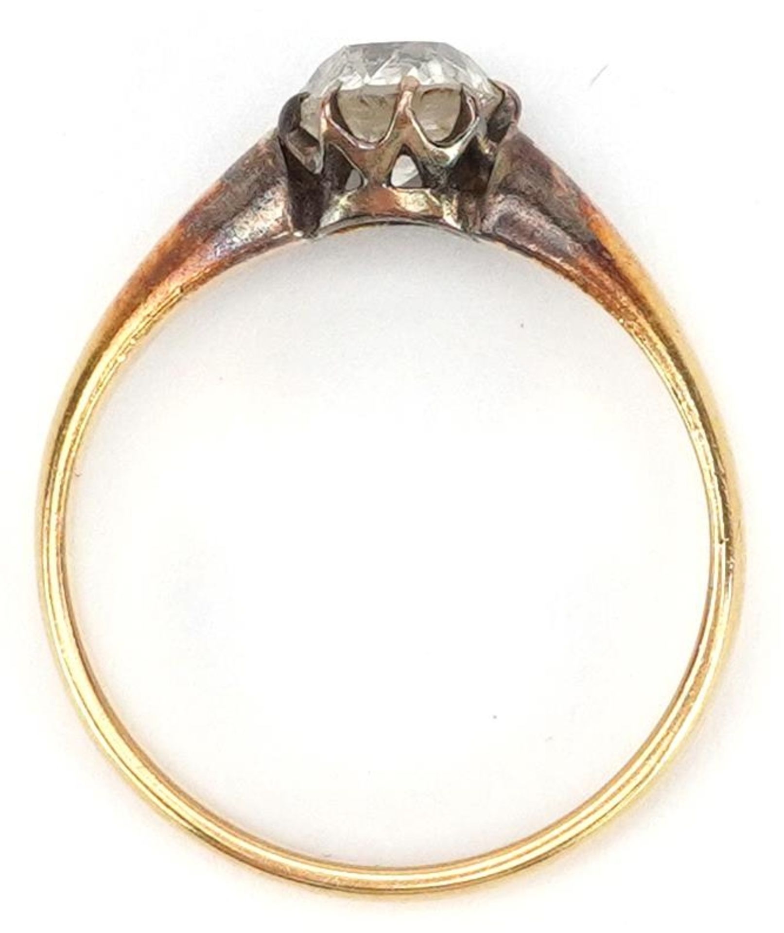 Unmarked gold diamond old wine cut diamond solitaire ring, tests as 18ct gold, approximately 1.12 - Bild 3 aus 3