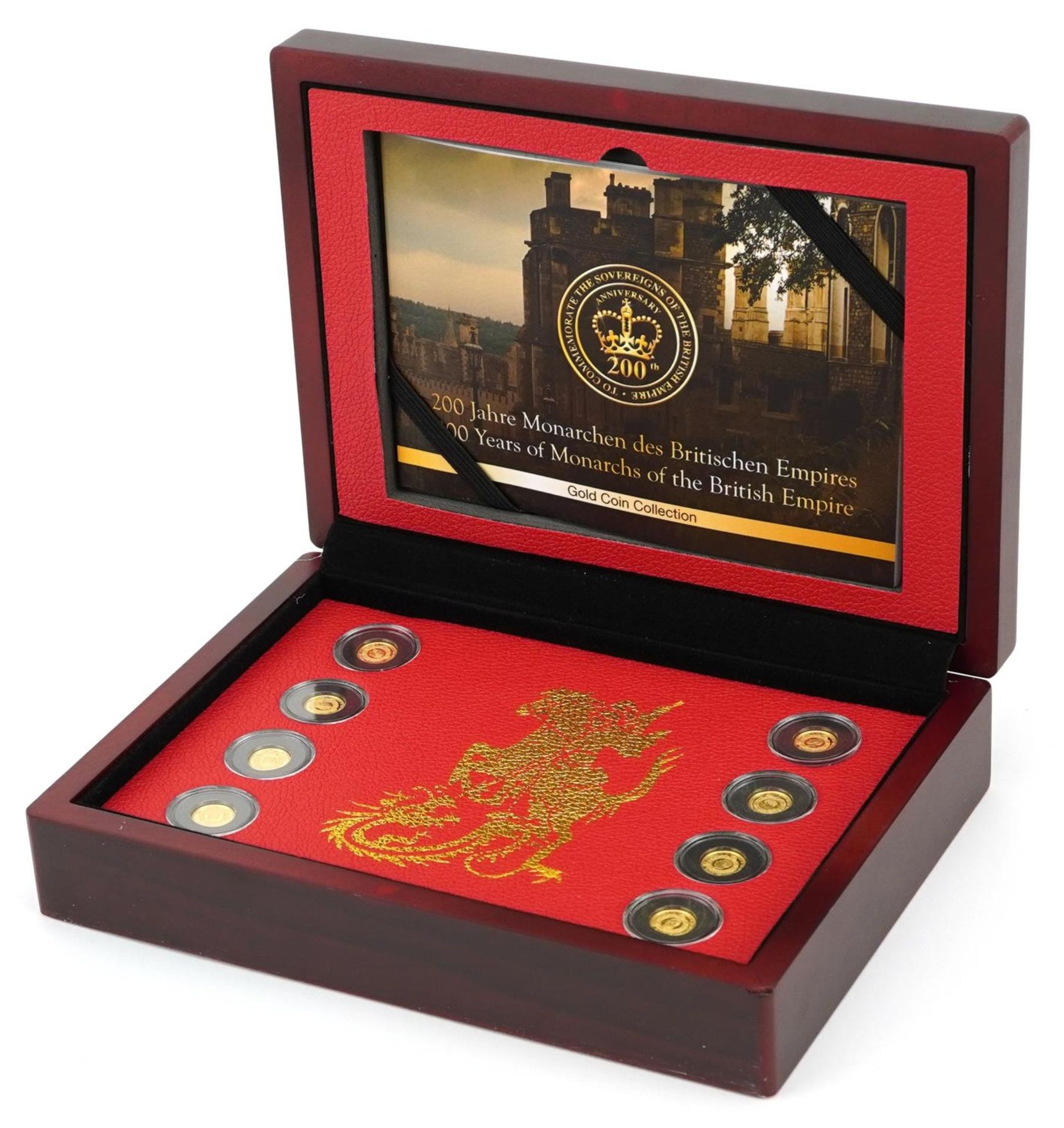 Two Hundred Years of Monarchs of The British Empire 24ct gold coin collection comprising eight coins - Image 2 of 6