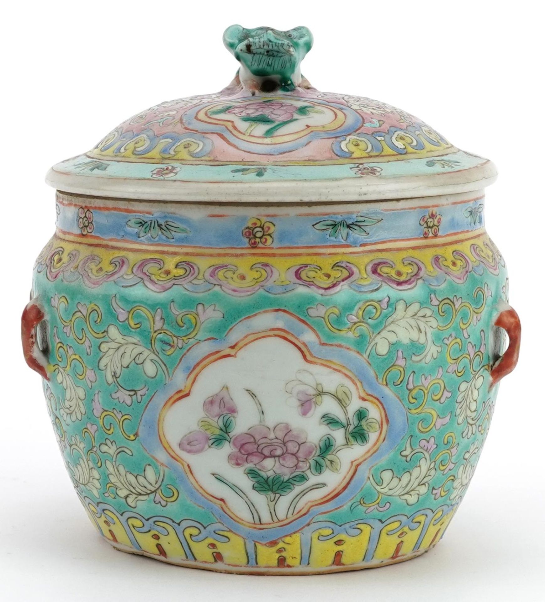 Chinese Peranakan Nyonya Straits porcelain kamcheng hand painted with flowers amongst scrolling
