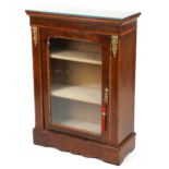 Victorian inlaid mahogany pier cabinet with ornate gilt metal mounts enclosing two shelves, 107cm