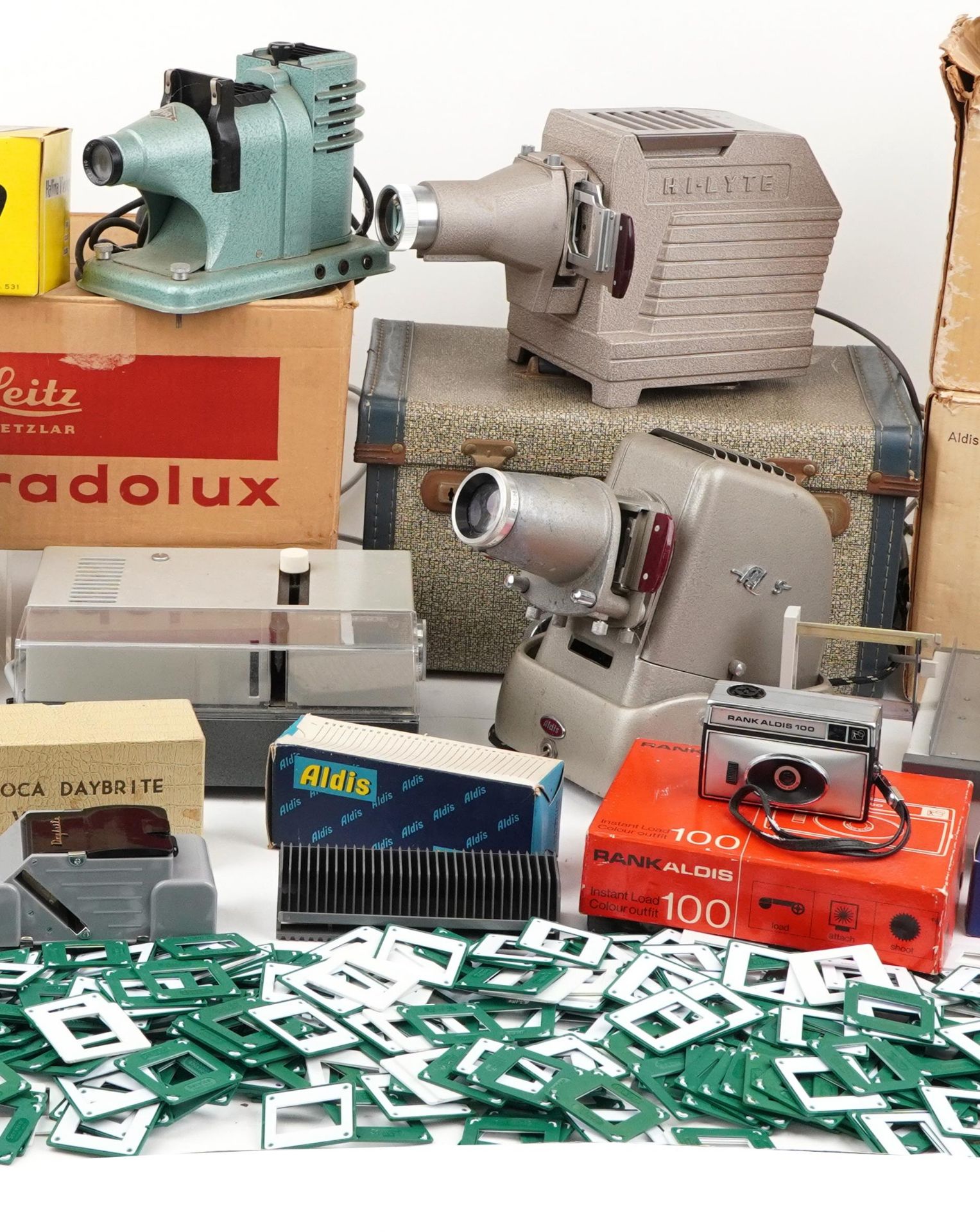 Five vintage slide projectors, slide magazines and accessories, some with boxes comprising HI- - Image 3 of 4