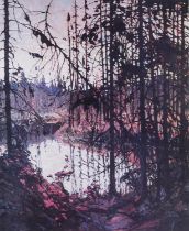 Tom Thomson - Northern river, pencil signed print, limited edition 1445/1995 with wax seal, mounted,