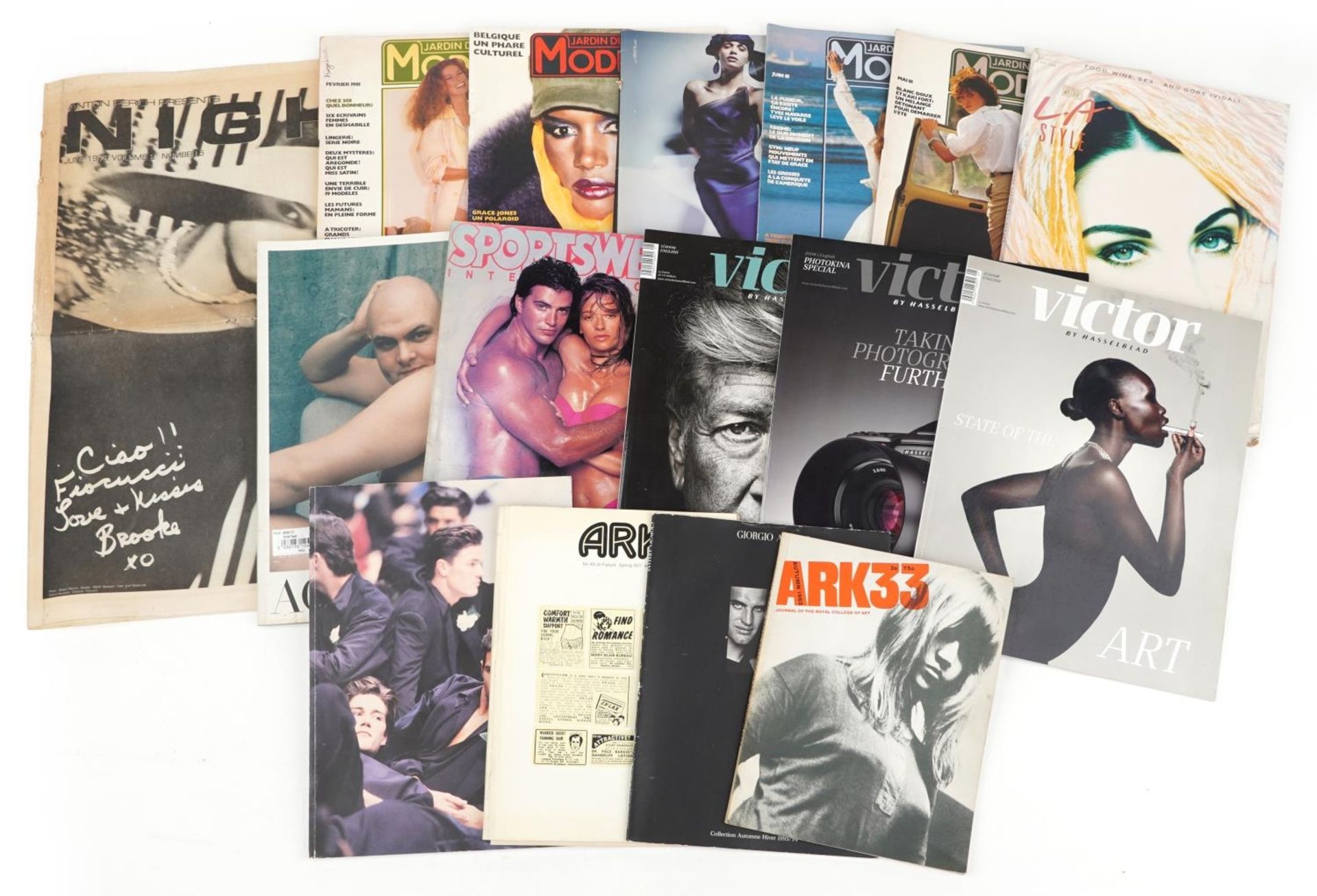 Vintage and later art photography magazines including Ark, Giorgio Armani, Jardin Des Modes,