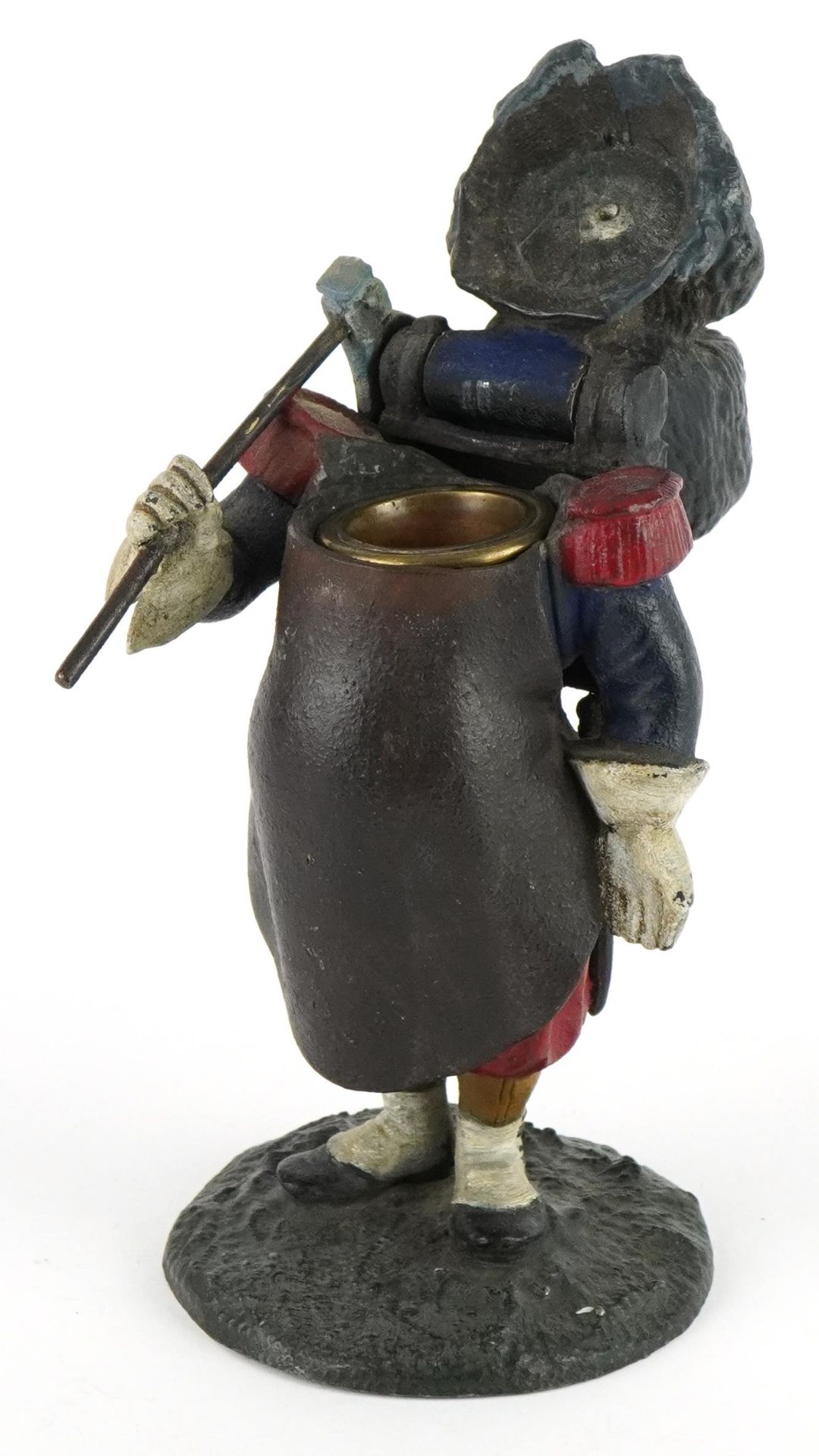 Cold painted spelter inkwell in the form of a man, 18cm high : For further information on this lot - Image 4 of 4