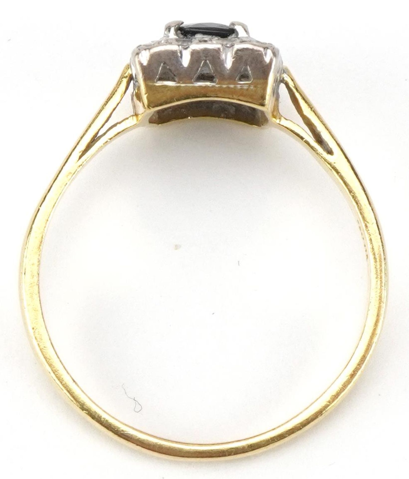 18ct gold sapphire and diamond ring, the sapphire approximately 6.77mm x 4.53mm x 2.55mm deep, - Image 3 of 5