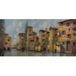 Guido Borelli - Venice with gondolas, Italian Impressionist oil on canvas, framed, 120cm x 60cm