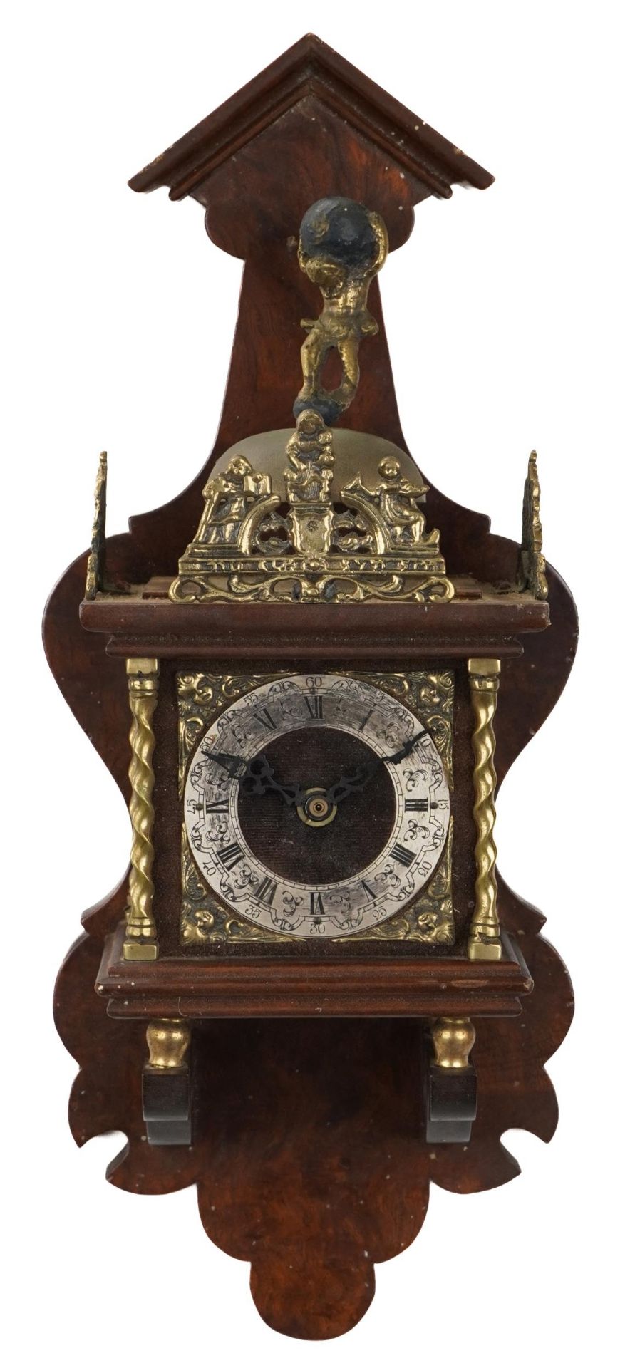Two exotic and mahogany atlas design wall clocks and a mahogany cased example with silvered face - Image 8 of 9