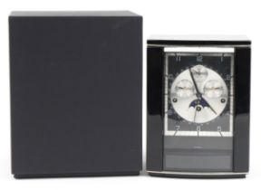 Buben & Zorweg, German Artemis Noir mantle clock with moon phase dial having Arabic numerals, with