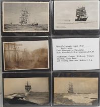 Collection of naval and military postcards arranged in an album including HMS Victory, Stranraer