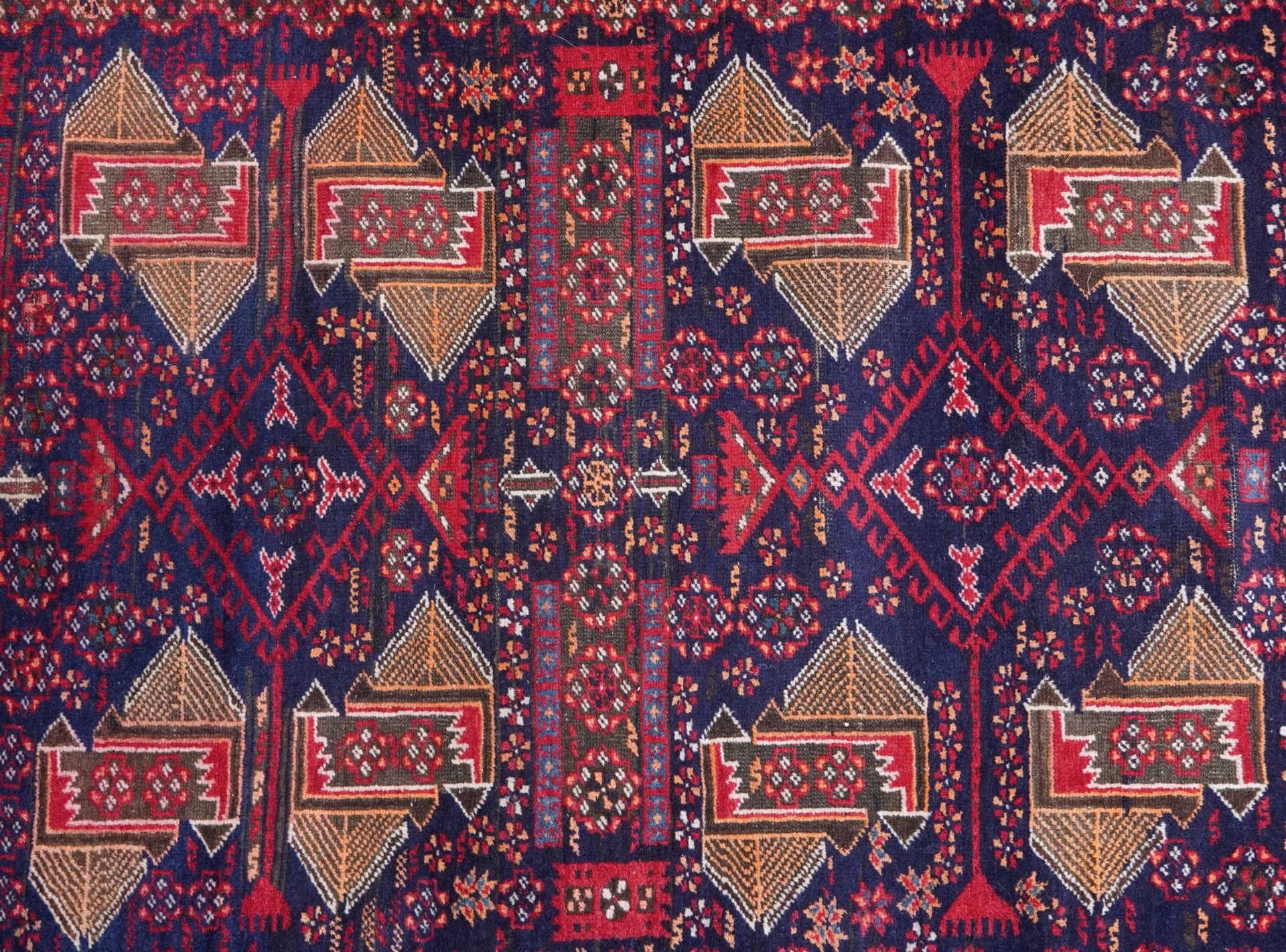Rectangular Persian rug having an allover repeat geometric design, 230cm x 110cm : For further - Image 2 of 5