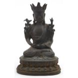18th Century Chino Tibetan bronze buddha, 20cms tall : For further information on this lot please