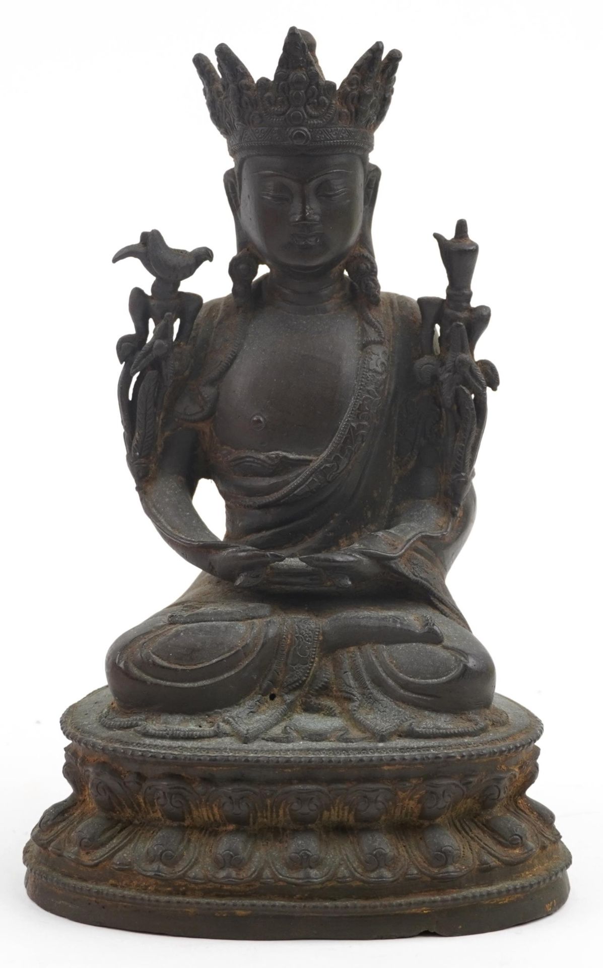 18th Century Chino Tibetan bronze buddha, 20cms tall : For further information on this lot please
