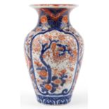 Large Japanese Imari porcelain vase hand painted with flowers, 37cm high : For further information