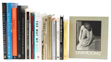 Collection of photography and design books including The Way We Live by Stafford Cliff, Pentagram