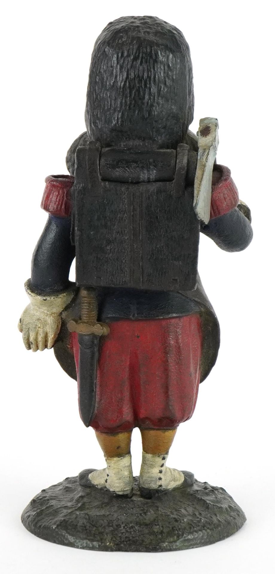 Cold painted spelter inkwell in the form of a man, 18cm high : For further information on this lot - Image 2 of 4