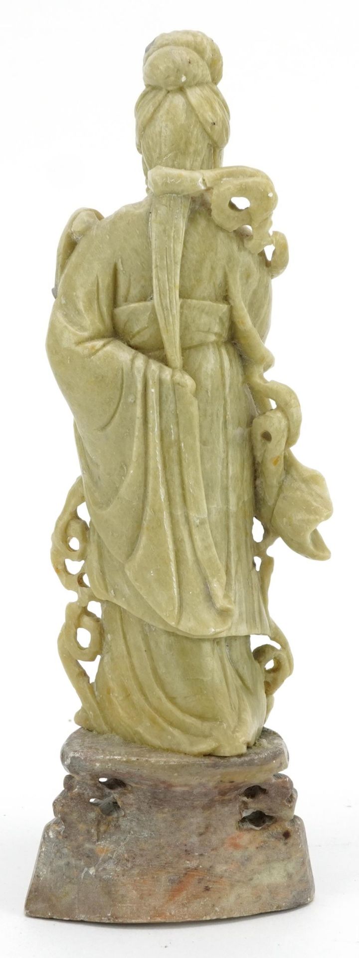 Oriental carved soap stone figure of a lady with fan, 20cms tall : For further information on this - Image 3 of 6