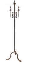 Gordon Russell Broadway wrought iron two branch candle stand , 175cm high : For further