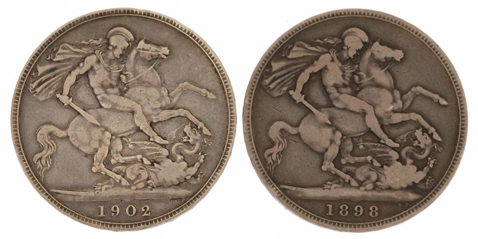 Two silver crowns comprising dates 1898 and 1902, 55g : For further information on this lot please - Image 2 of 4