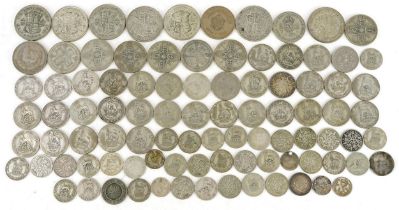 British pre decimal coinage, predominantly pre 1947, including half crowns and shillings, 500g : For