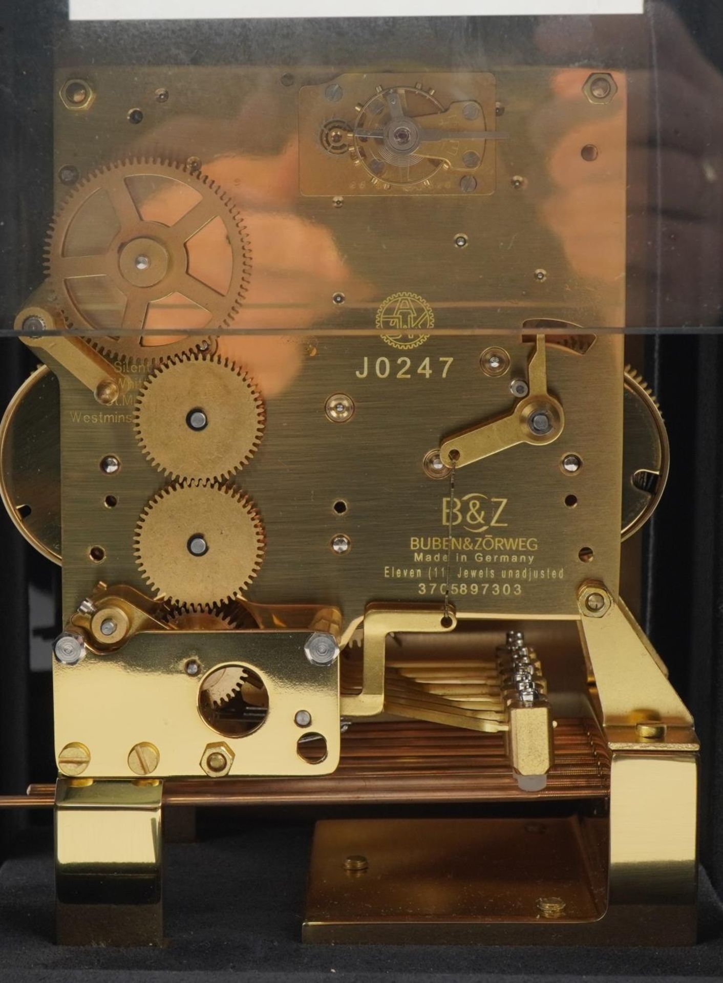 Buben & Zorweg, German Artemis Noir mantle clock with moon phase dial having Arabic numerals, with - Image 6 of 6