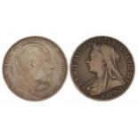 Two silver crowns comprising dates 1898 and 1902, 55g : For further information on this lot please