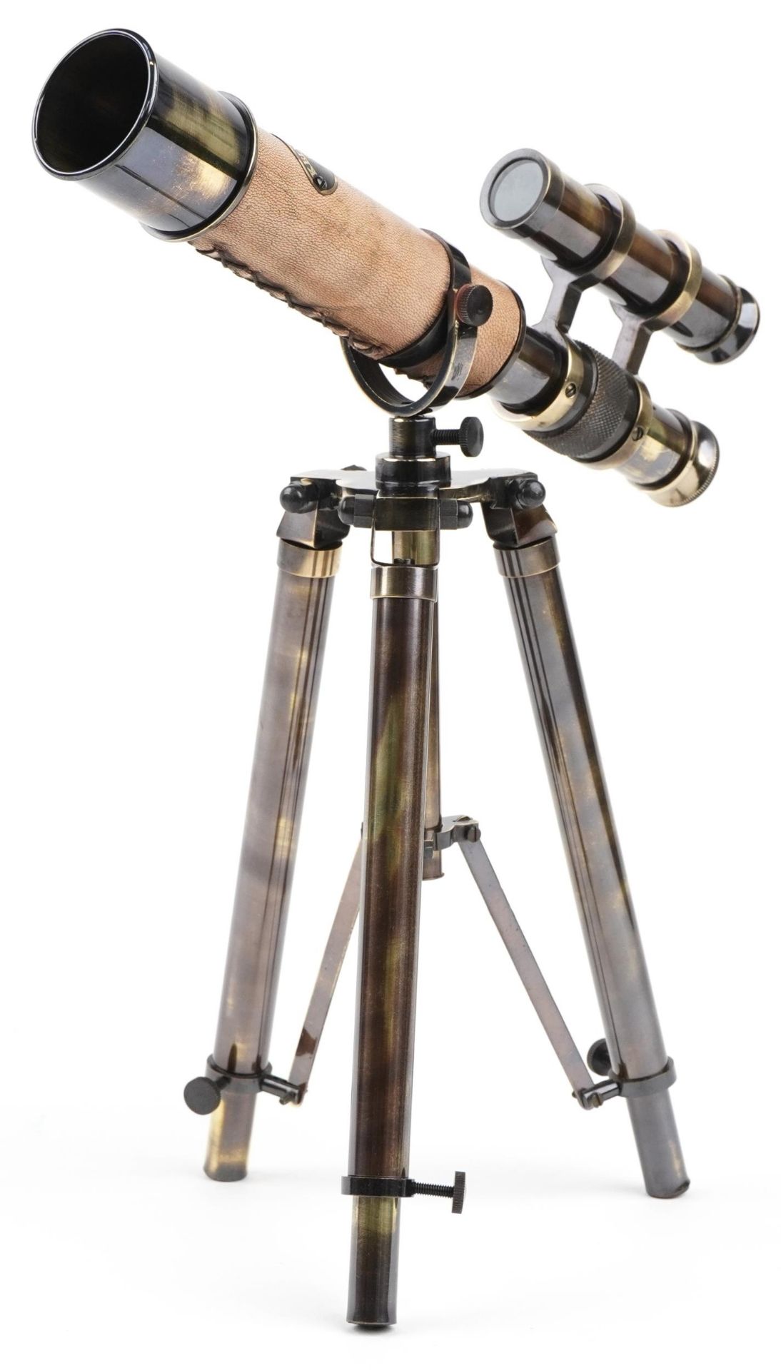 Naval interest brass tripod desk telescope, 31cm high : For further information on this lot please