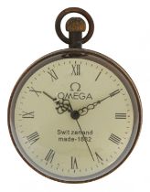 Globular brass and glass desk clock, 6cm in diameter : For further information on this lot please