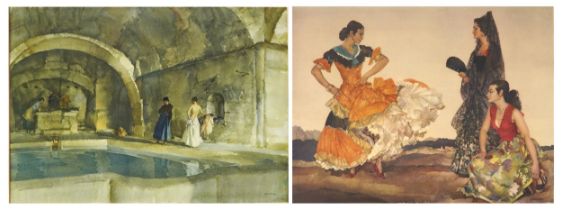 William Russell Flint - Grecian females, two pencil signed prints in colour, each unframed, 72cm x