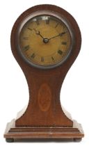 Edwardian inlaid mahogany balloon shaped mantle clock, 23.5cm high : For further information on this