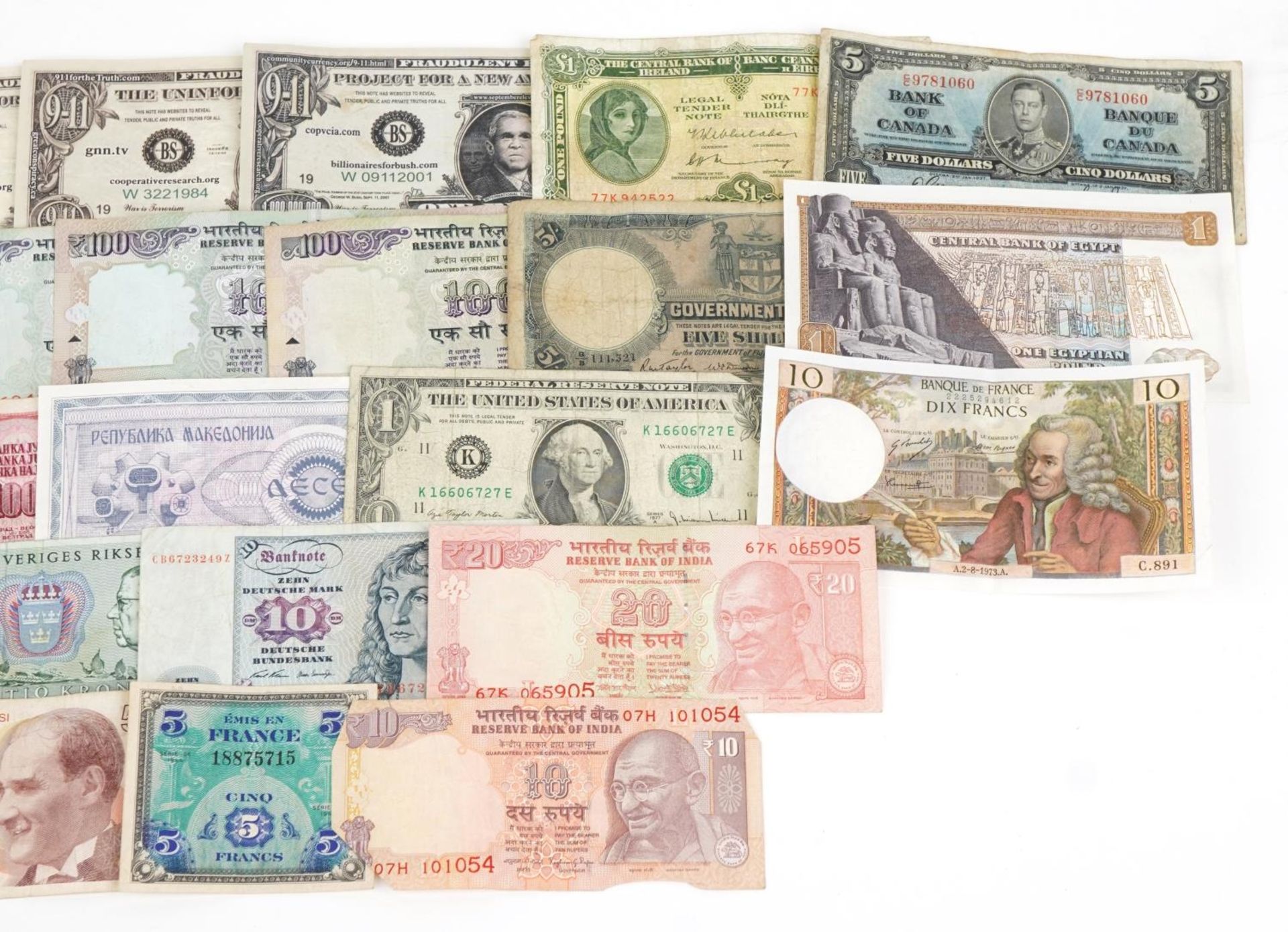 World banknotes including Canadian one dollar : For further information on this lot please visit - Image 3 of 3