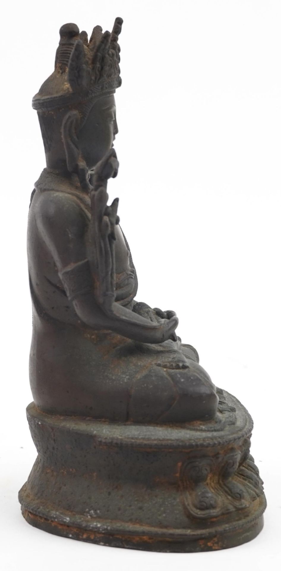 18th Century Chino Tibetan bronze buddha, 20cms tall : For further information on this lot please - Image 4 of 6