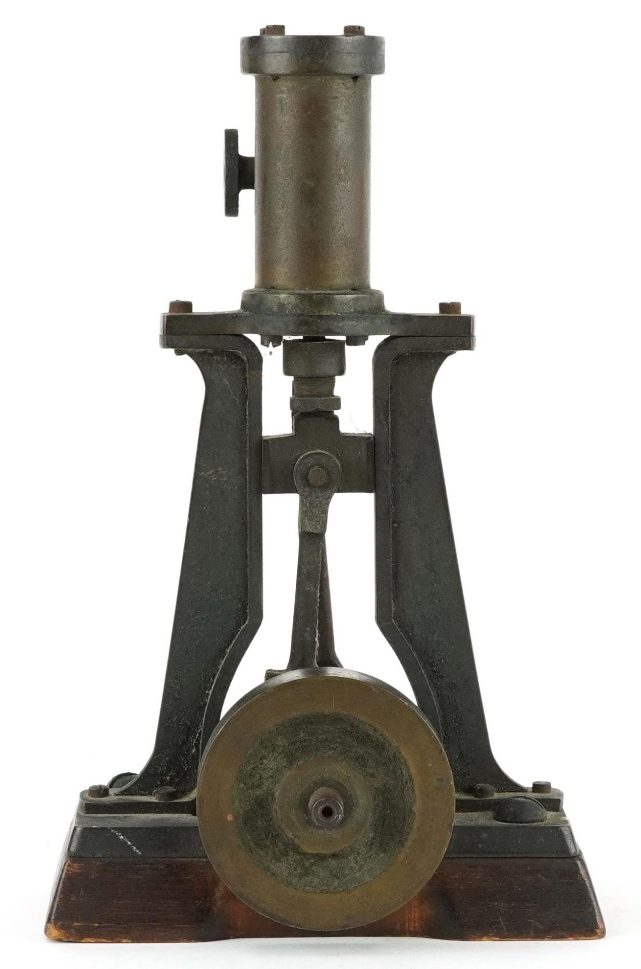 Early 20th century steam interest piston on wooden block base, 18.5cm wide : For further information - Image 2 of 4