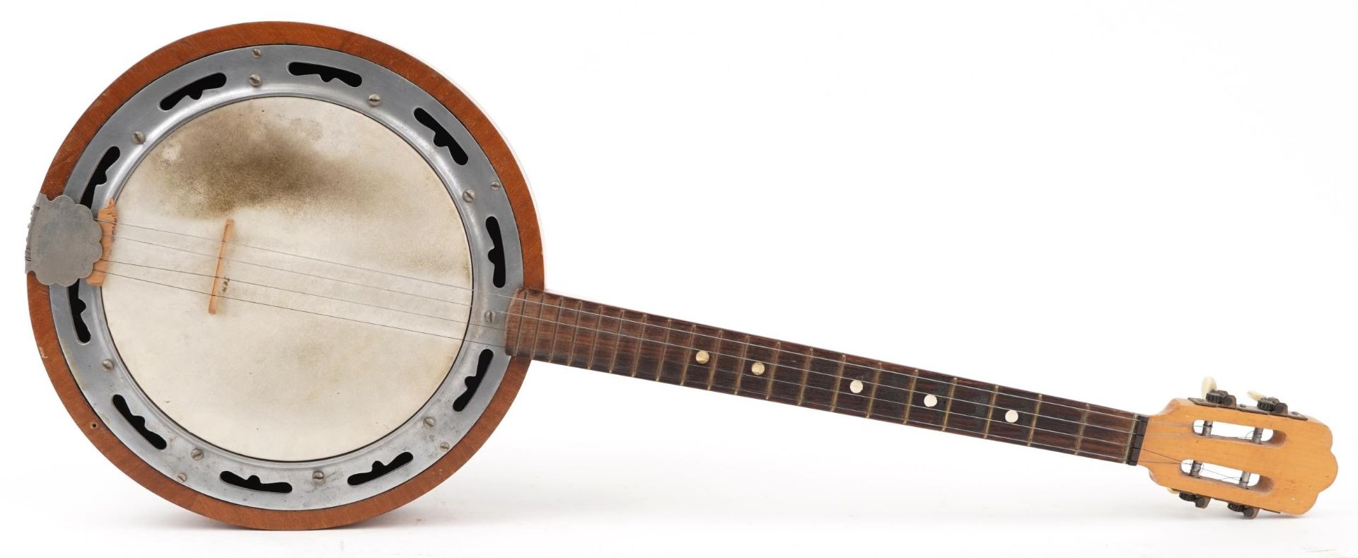 Vintage four string banjo, 83cm in length : For further information on this lot please visit