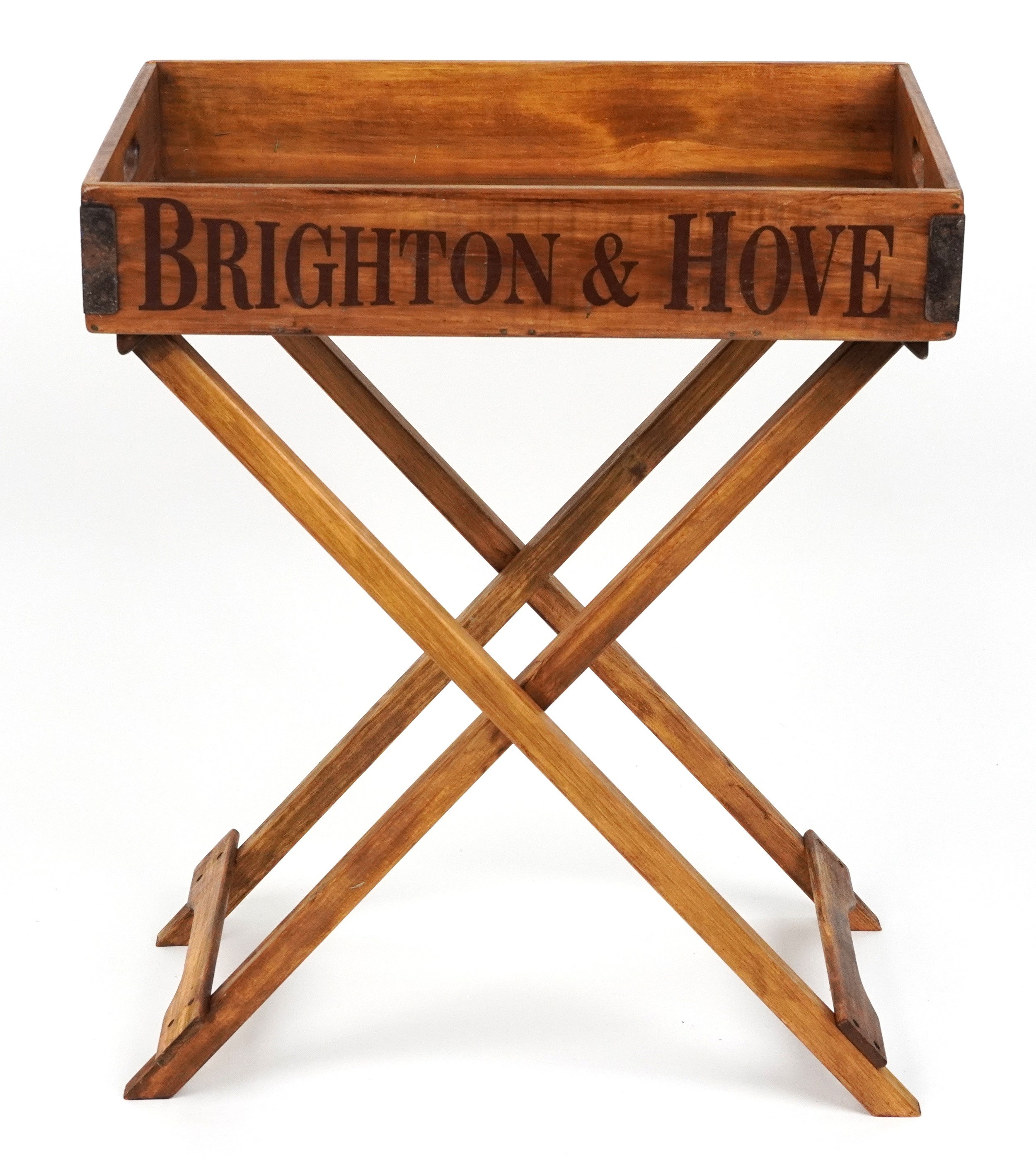 Brighton & Hove advertising folding drinks tray on stand, 80cm H x 65cm W x 44cm D : For further - Image 2 of 4