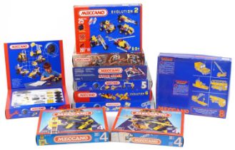 Ten Meccano construction sets with boxes including numbers 030208, 7650 and 03040 : For further