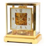 Jaeger LeCoultre brass cased Atmos clock, 23.5cm H x 20.5cm W x 17cm D : For further information