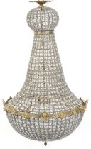 Large ornate chandelier with gilt metal mounts, 115cm high : For further information on this lot
