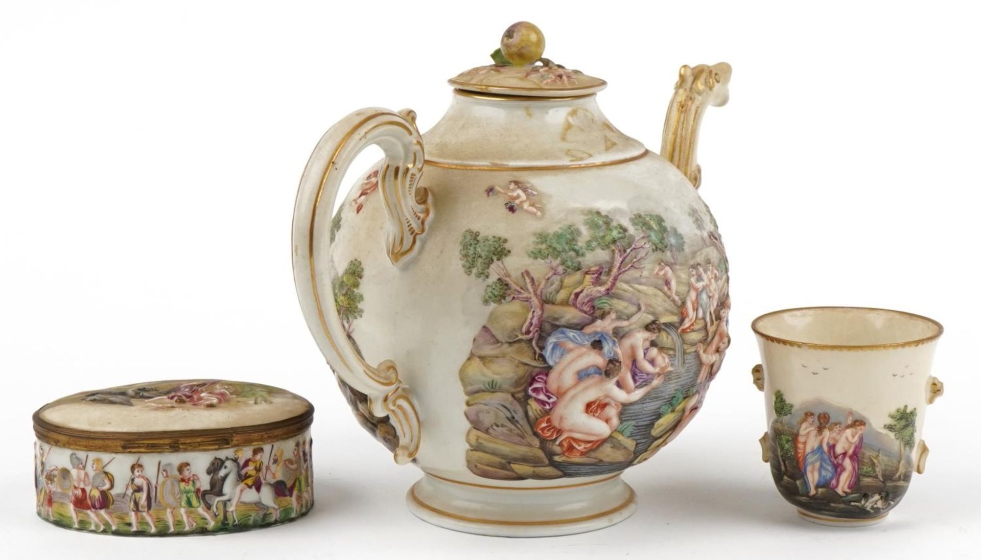 Italian porcelain including teapot impressed Ginori to the base and oval casket, the largest 26cm in - Image 4 of 5