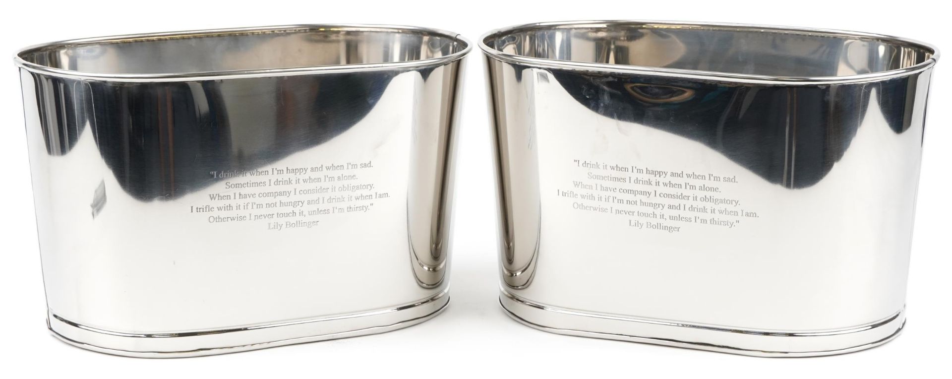 Pair of Champagne ice buckets with Lily Bollinger and Napoleon Bonaparte mottos, 26cm H x 43cm W x - Image 2 of 3