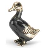 Miniature continental 800 grade silver duck, 3cm high, 8.4g : For further information on this lot