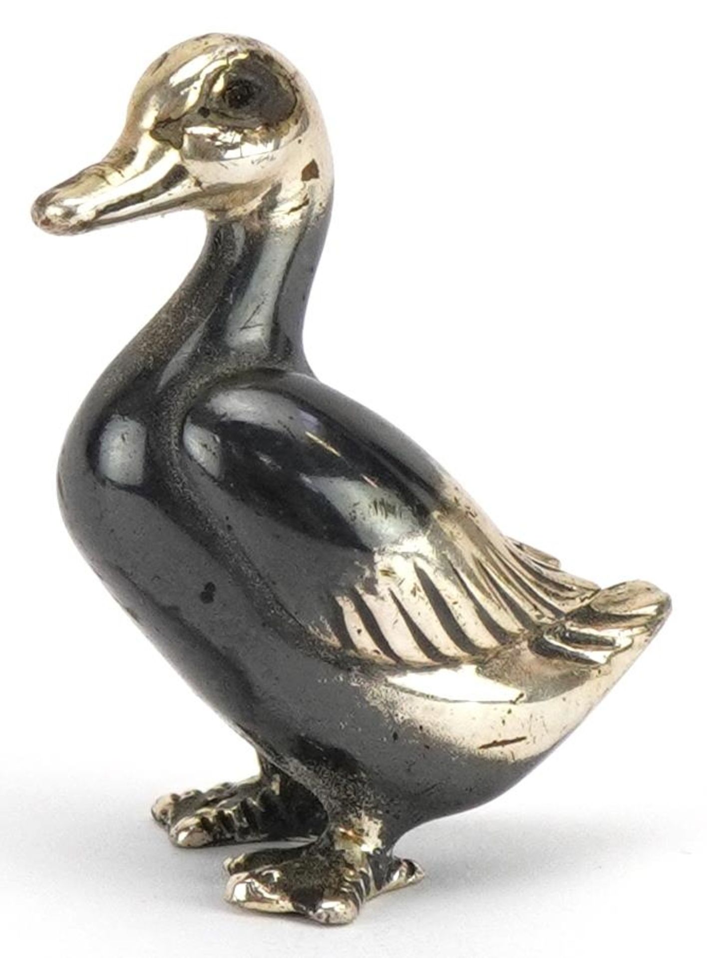 Miniature continental 800 grade silver duck, 3cm high, 8.4g : For further information on this lot