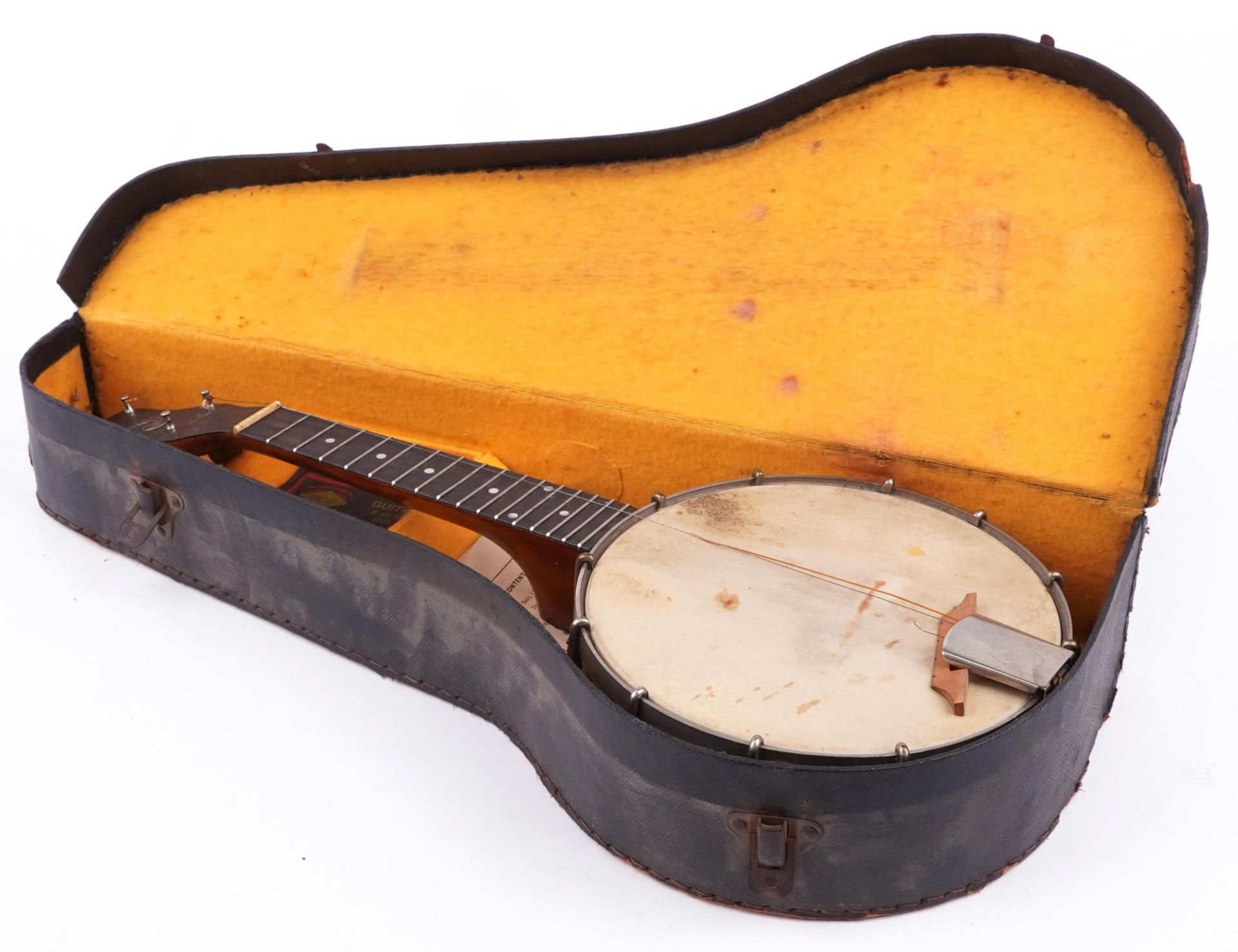 The Whirle four string banjo ukulele with case, 55cm in length : For further information on this lot - Image 4 of 4