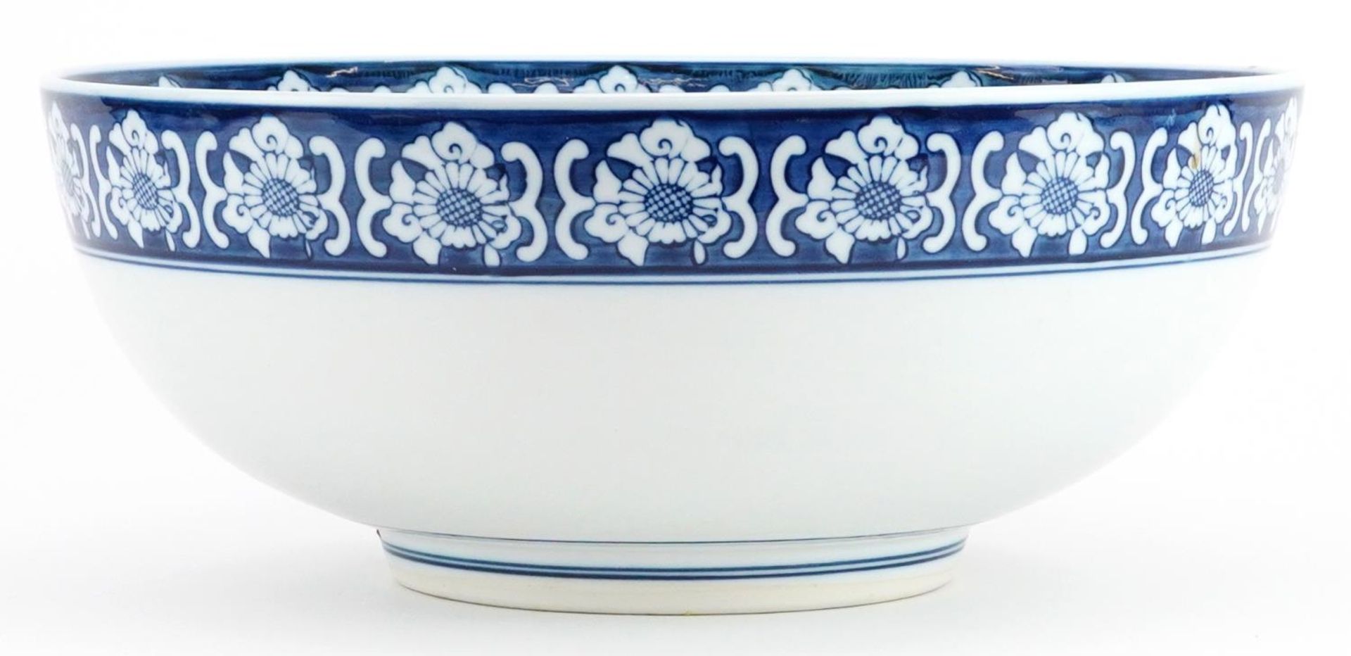 Japanese Imari porcelain bowl hand painted with birds amongst flowers, 31cm in diameter : For