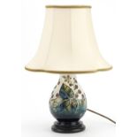 Moorcroft pottery baluster vase table lamp decorated with flowers, 44cm high : For further