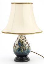 Moorcroft pottery baluster vase table lamp decorated with flowers, 44cm high : For further