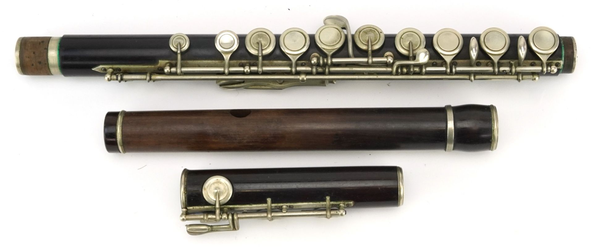 Three Victorian rosewood flutes, two with fitted cases including pieces stamped Beare & Sons of 34 - Image 6 of 13