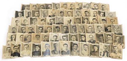 Collection of vintage black and white football interest footballer cigarette card photos : For