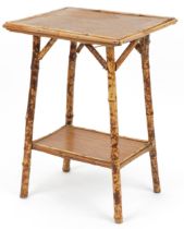 Early 20th century aesthetic bamboo occasional table with under tier, 72cm H x 53cm W x 40cm D : For