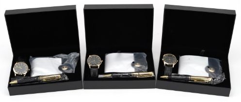 Three Philippe Reveur gentlemen's watches, wallets and pen sets with cases : For further information