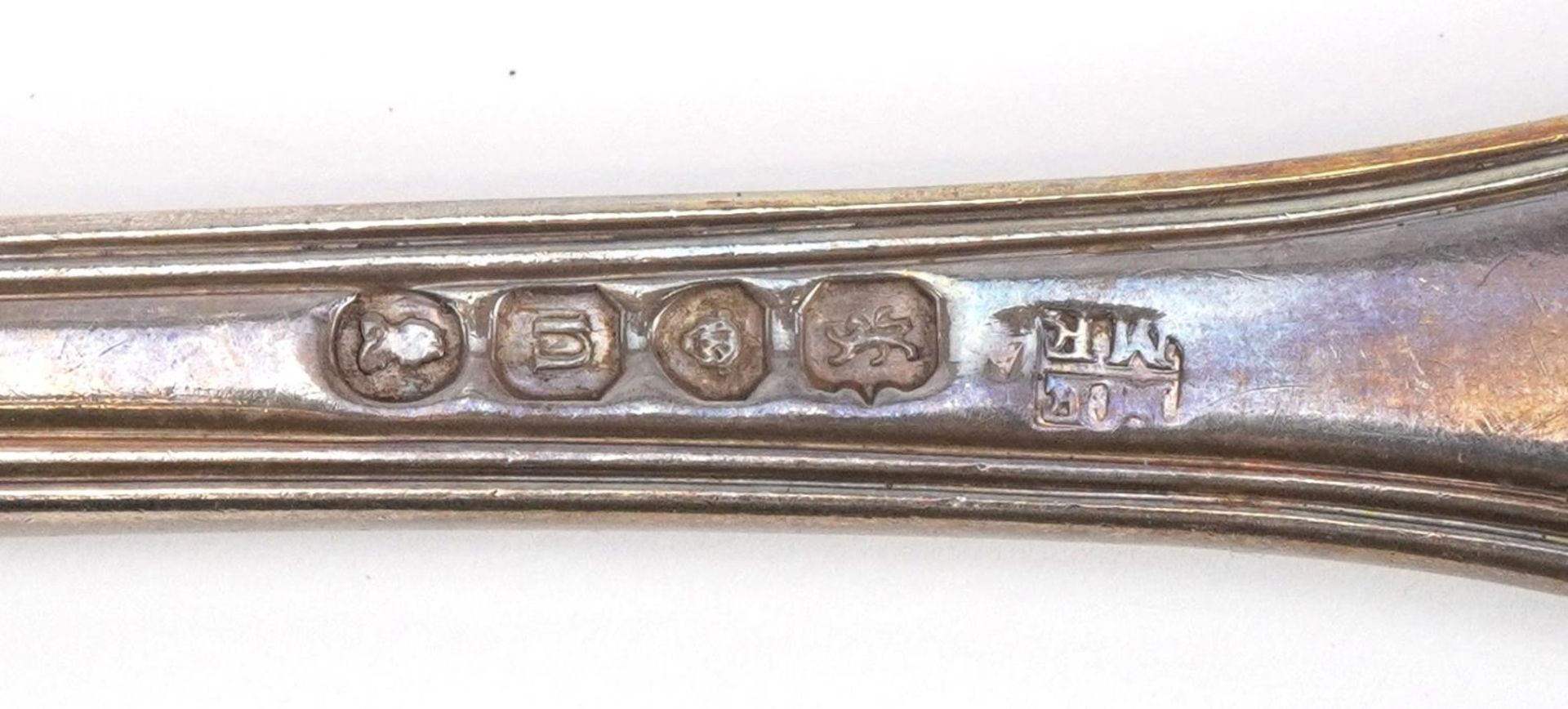 Morris & Michael Emmanuel, set of six George IV silver table forks, London 1828, 21cm in length, - Image 3 of 3